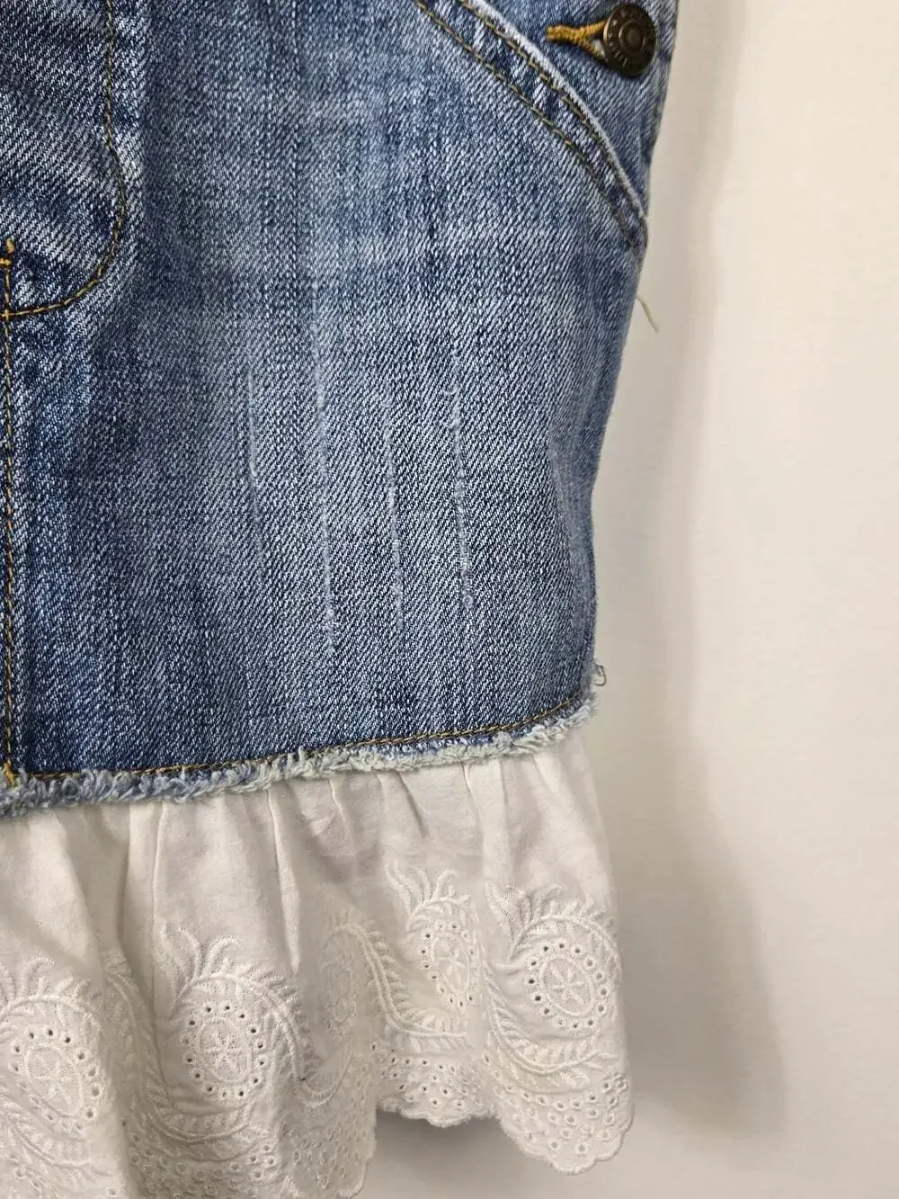 Ralph Lauren Denim Overall Dress Jumper Girls Cottagecore Prairie Size 5